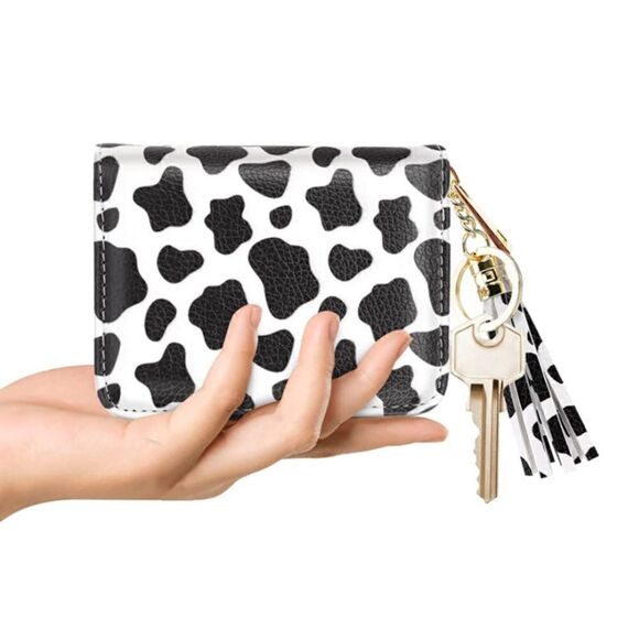 Cow Print Leather Compact Wallet - Picture 4 of 5
